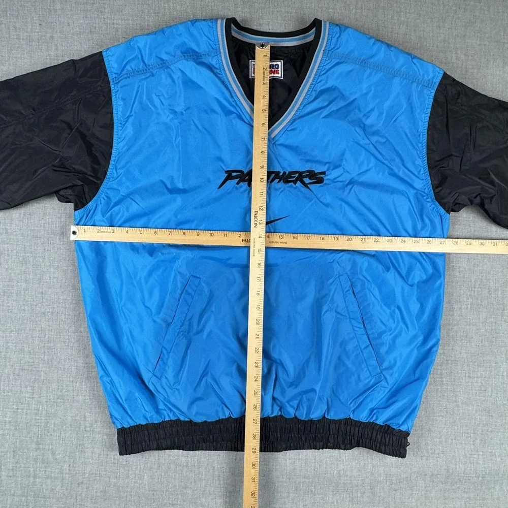 Vtg Carolina Panthers Jacket Mens XL Blue Black Reversible Nike NFL Pro Line